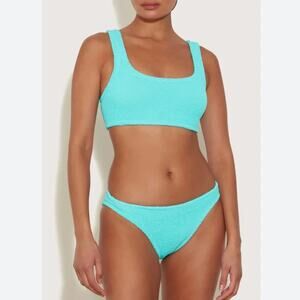 Hunza G Xandra Aqua Blue Square Neck Bikini Top OS